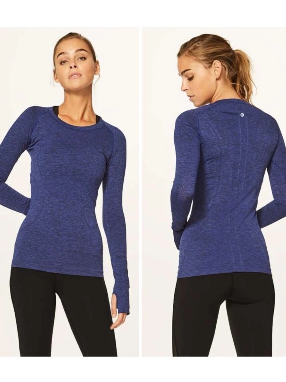 lululemon athletica Blue Heathered Long-Sleeve Crew Top